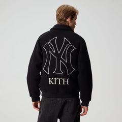 Kith for the New York Yankees Melton Wool Raglan Varsity Jacket - Blac