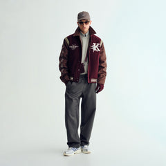 Kith Wool & Microsuede Varsity Jacket - Magma