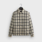 &Kin Windowpane Boucle Long Shirt Boxy Collared Overshirt - Sandrift