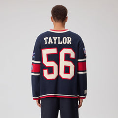 Kith for the NFL New York Giants V-Neck Beau Knit Sweater - Nocturnal