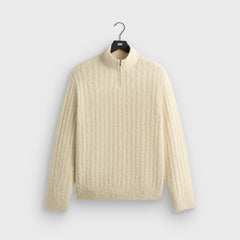 &Kin Boucle Wyatt Quarter Zip - Sandrift