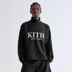 Kith Double Weave Davis Quarter Zip Pullover - Black