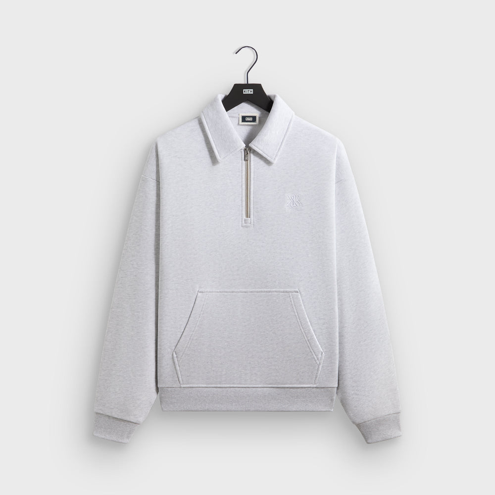 Kith Quarter Zip Popover Sweatshirt - Light Heather Grey