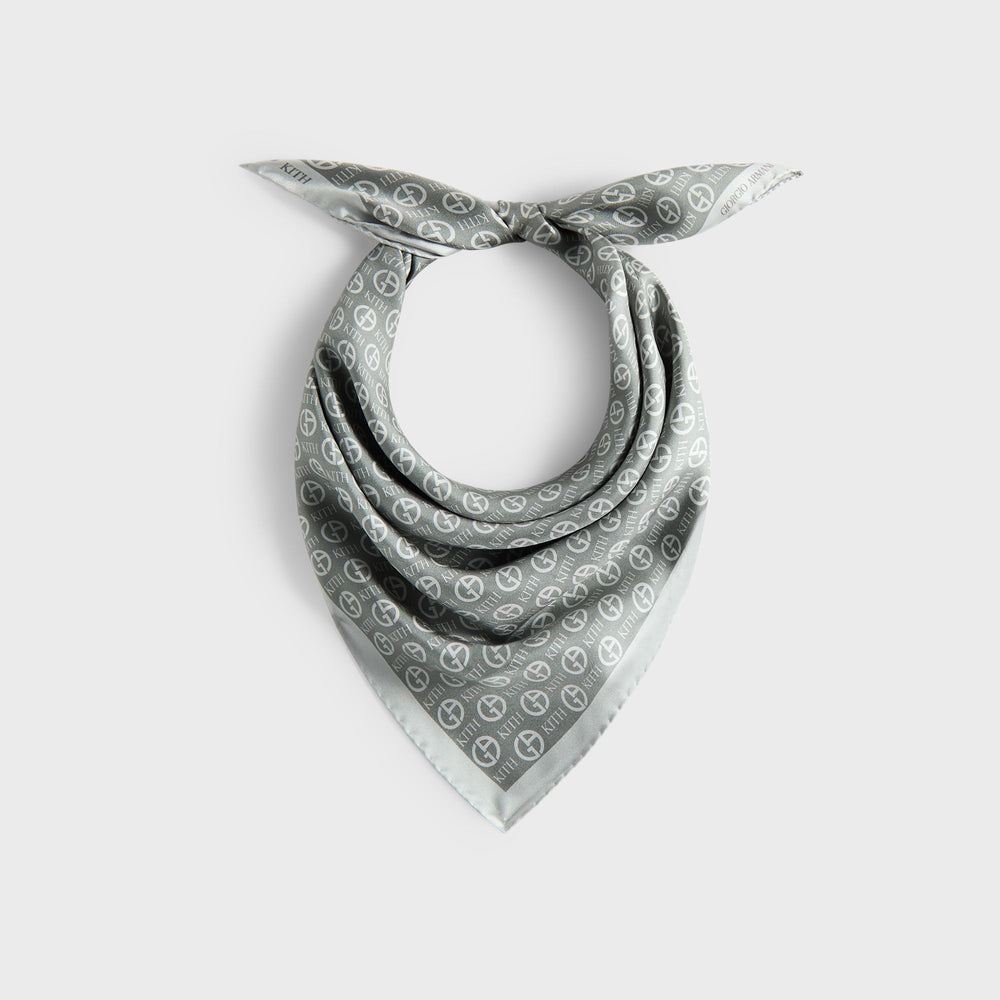 Giorgio Armani & Kith Monogram Printed Silk Bandana - Concrete