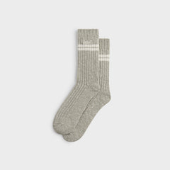 Kith Calf Stripe Marled Crew Sock - Light Heather Grey