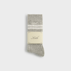 Kith Calf Stripe Marled Crew Sock - Light Heather Grey