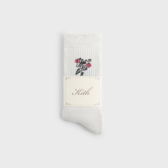 Kith Embroidered Rose Crew Socks - Light Heather Grey