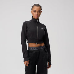 Kith Women Davin Cropped Fleece Track Zip - Black
