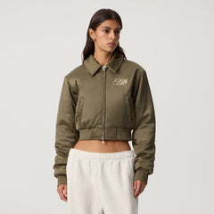 Kith Women Reversible Landry IV Cropped Satin Bomber Jacket - Canopy