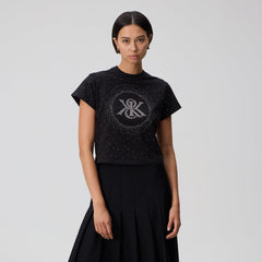 Kith Women Mulberry Vintage Studded Crest Tee - Black