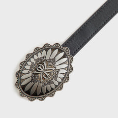 Kith Women Vintage Western Buckle Leather Belt - Black