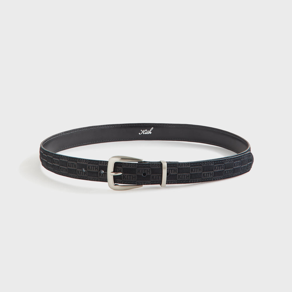 Kith Women Monogram Debossed Suede Belt - Black