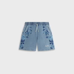 Kith Kids Floral Paisley Chambray Apollo Short - Kent Light Wash