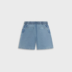 Kith Kids Floral Paisley Chambray Apollo Short - Kent Light Wash