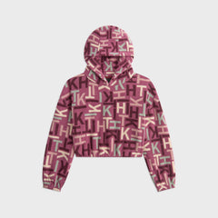 Kith Kids Monogram Polar Fleece Cropped Hoodie - Amaranth