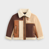 Kith Kids Clarke Color-Block Faux Shearling Jacket - Parchment