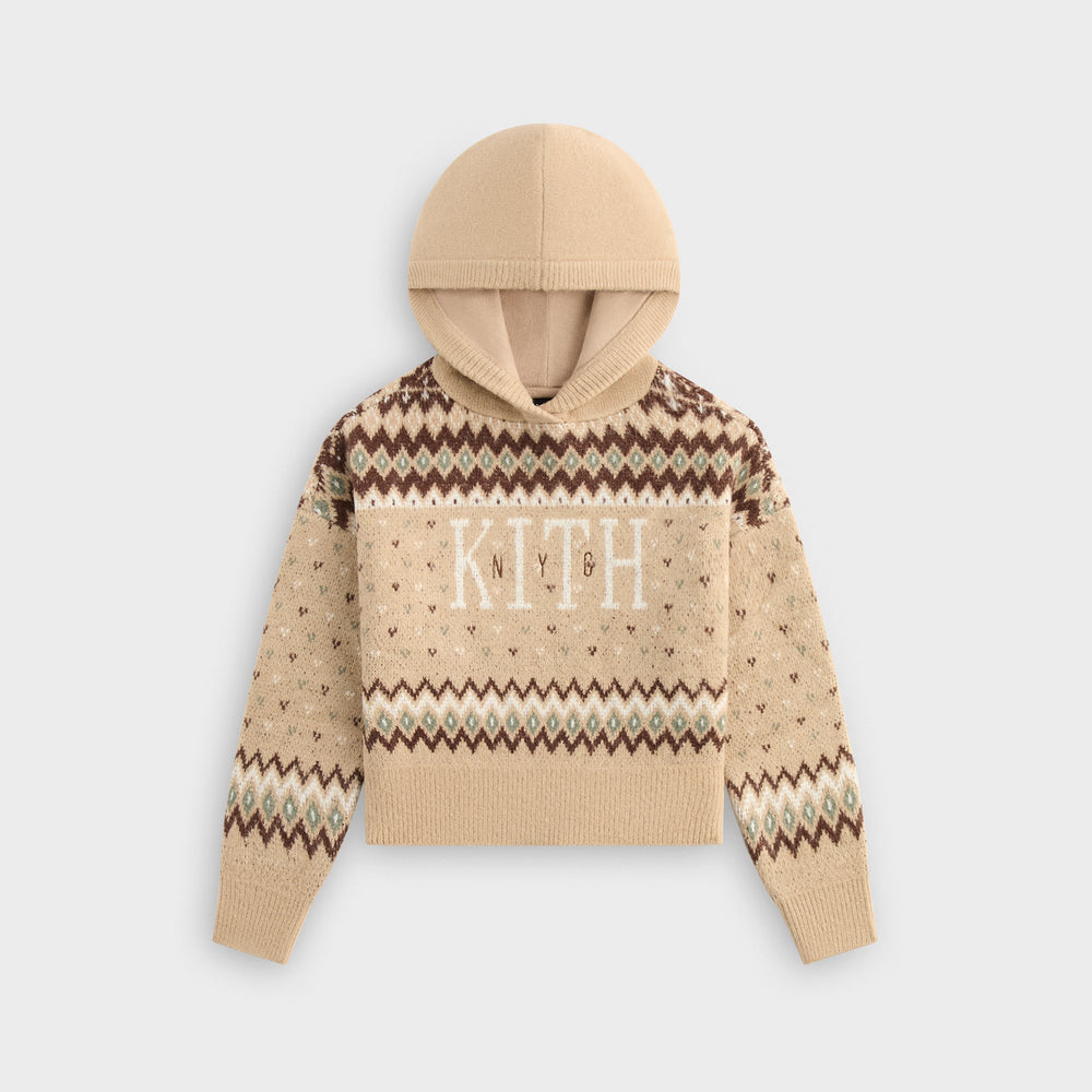 Kith Kids Novelty Fair Isle Nelson Hoodie Sweater - Mocha Heather