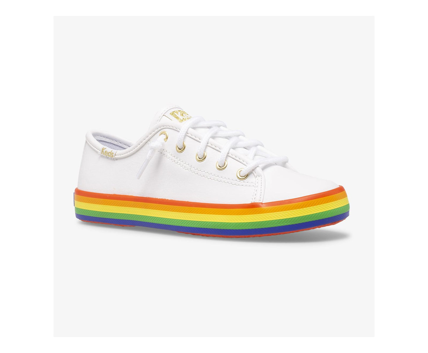 Big Kid's Kickstart Leather Rainbow White/Rainbow