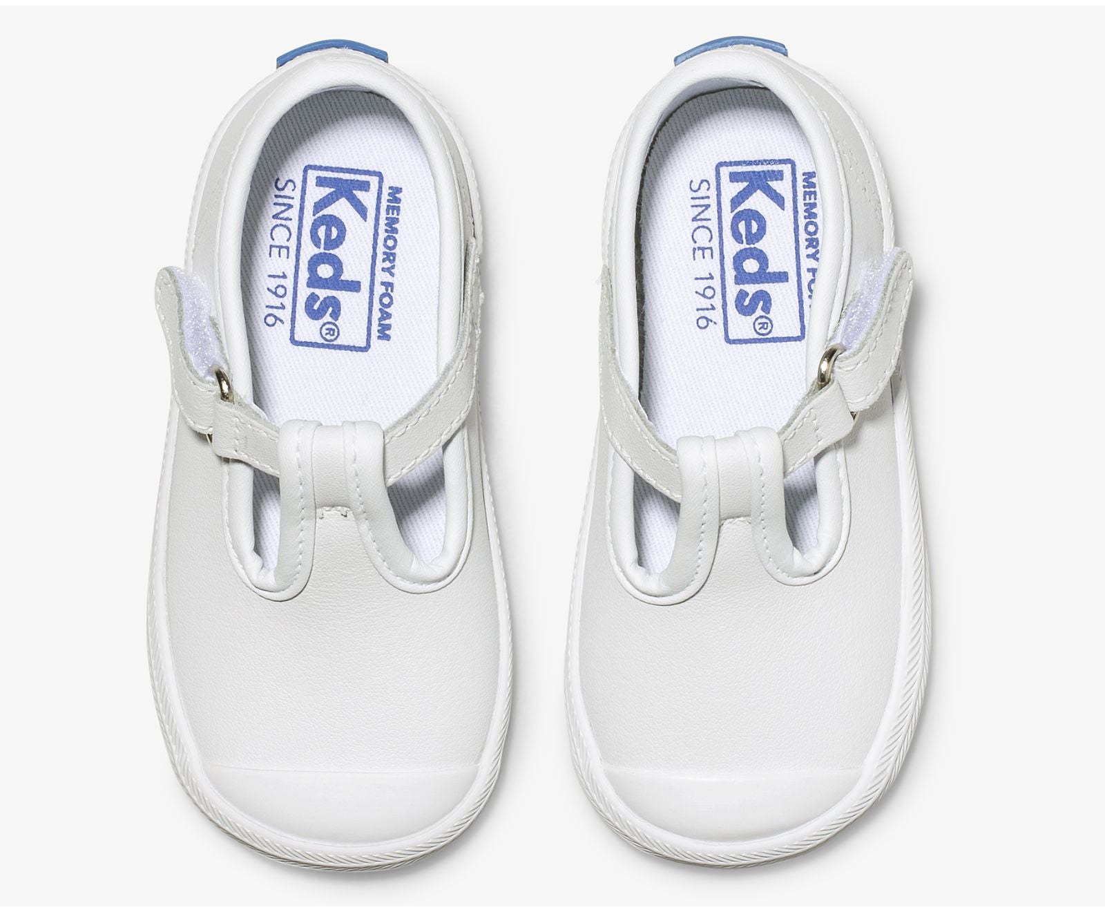 Little Kid's Champion Toe Cap T-Strap White Leather