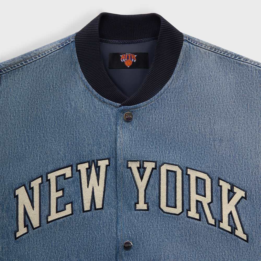 Kith for the New York Knicks Denim Marvin Bomber - Medium Indigo