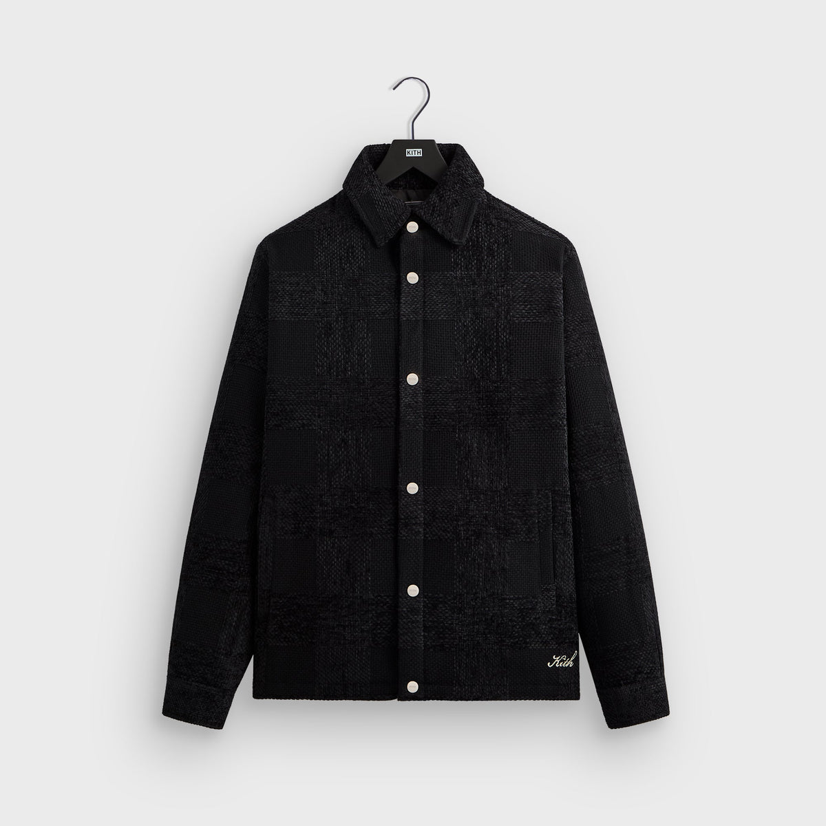 Kith Chenille Plaid Brixton Puffed Shirt Jacket - Black