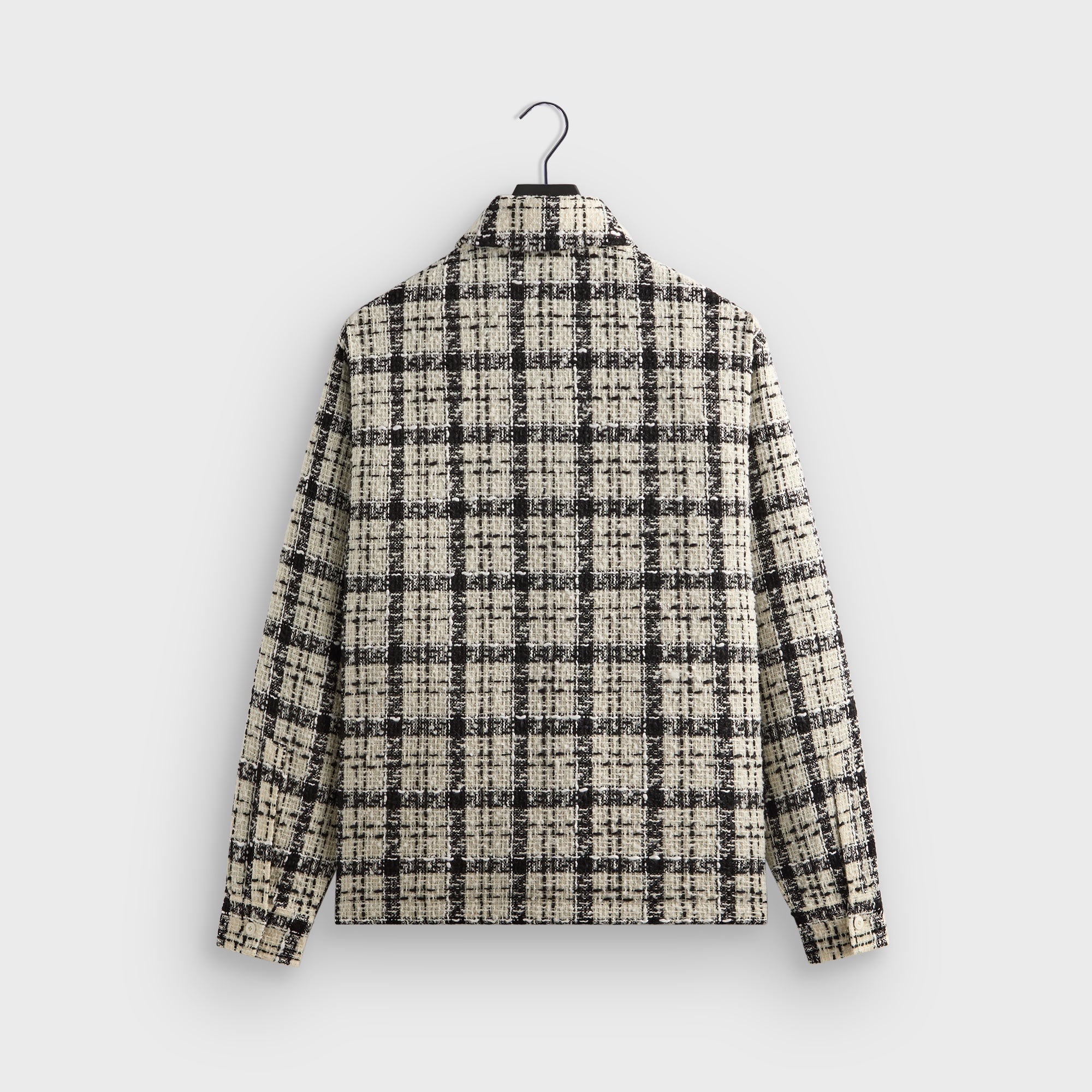 &Kin Windowpane Boucle Long Shirt Boxy Collared Overshirt - Sandrift