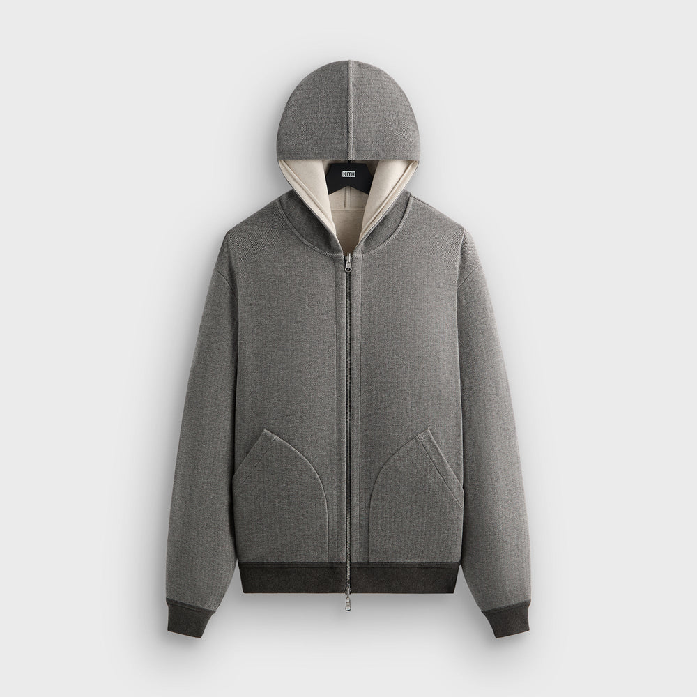 &Kin Reversible Double Face Williams V Hoodie - Dark Heather Grey