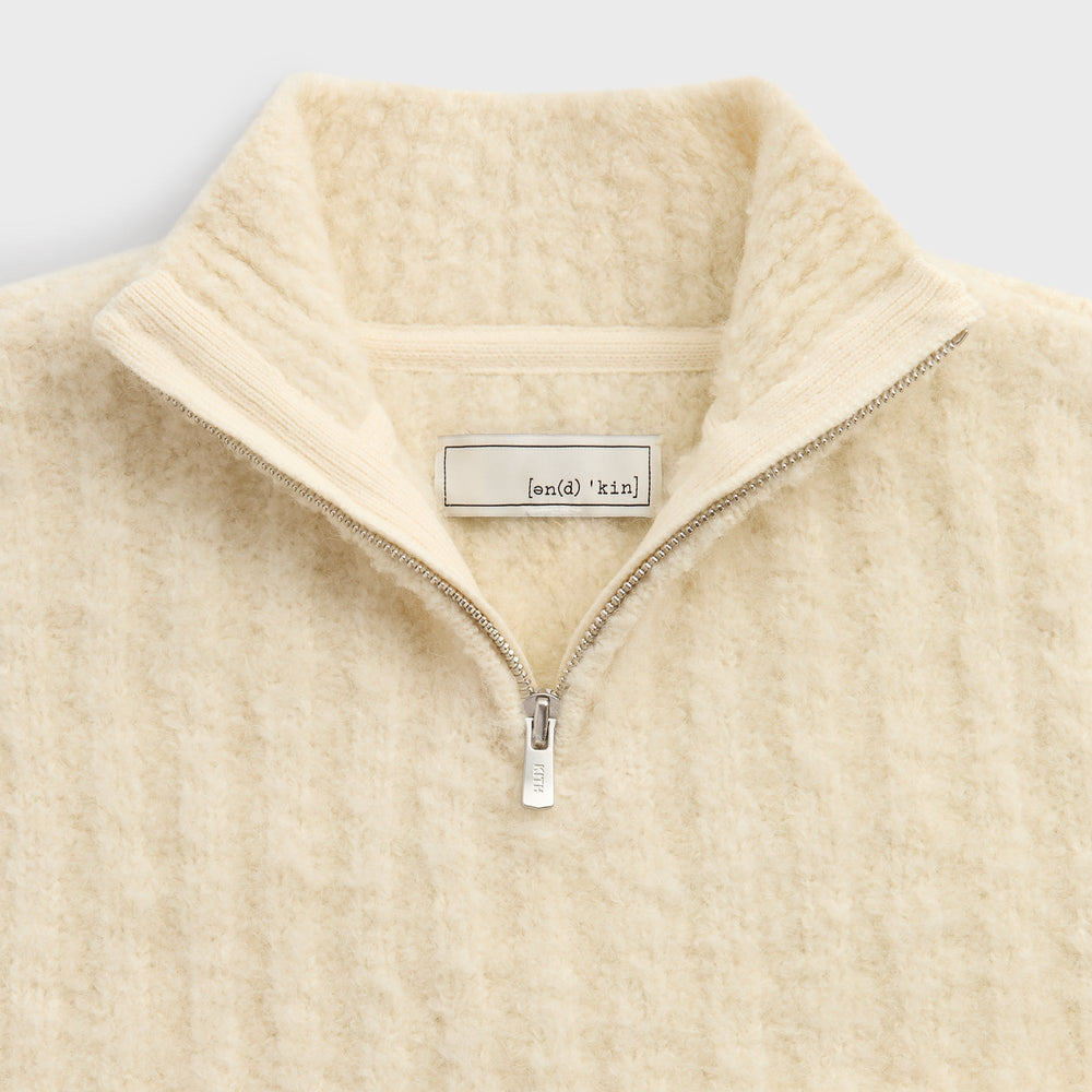 &Kin Boucle Wyatt Quarter Zip - Sandrift