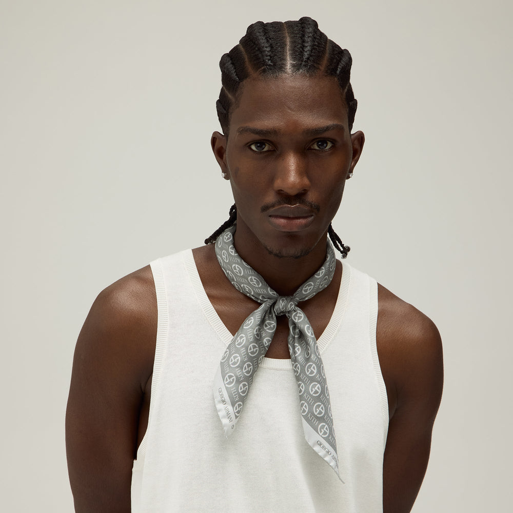 Giorgio Armani & Kith Monogram Printed Silk Bandana - Concrete