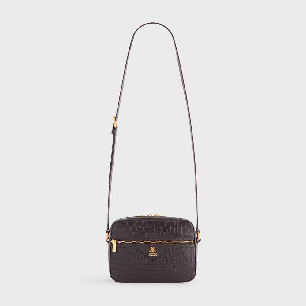 Kith Croc Debossed Leather Camera Crossbody - Incognito