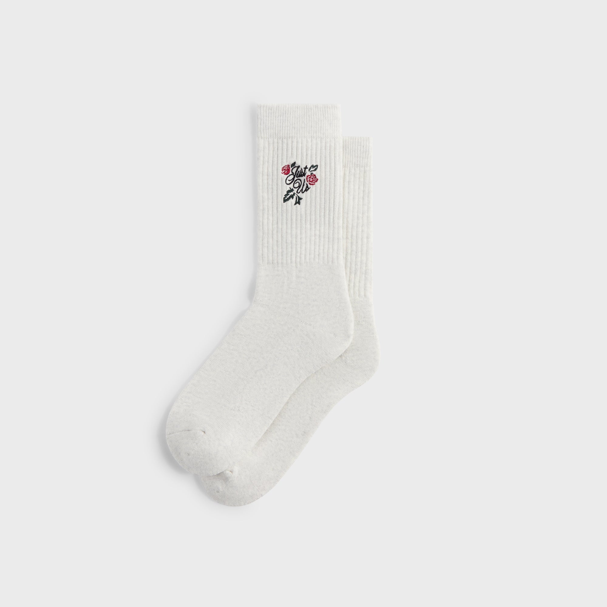 Kith Embroidered Rose Crew Socks - Light Heather Grey