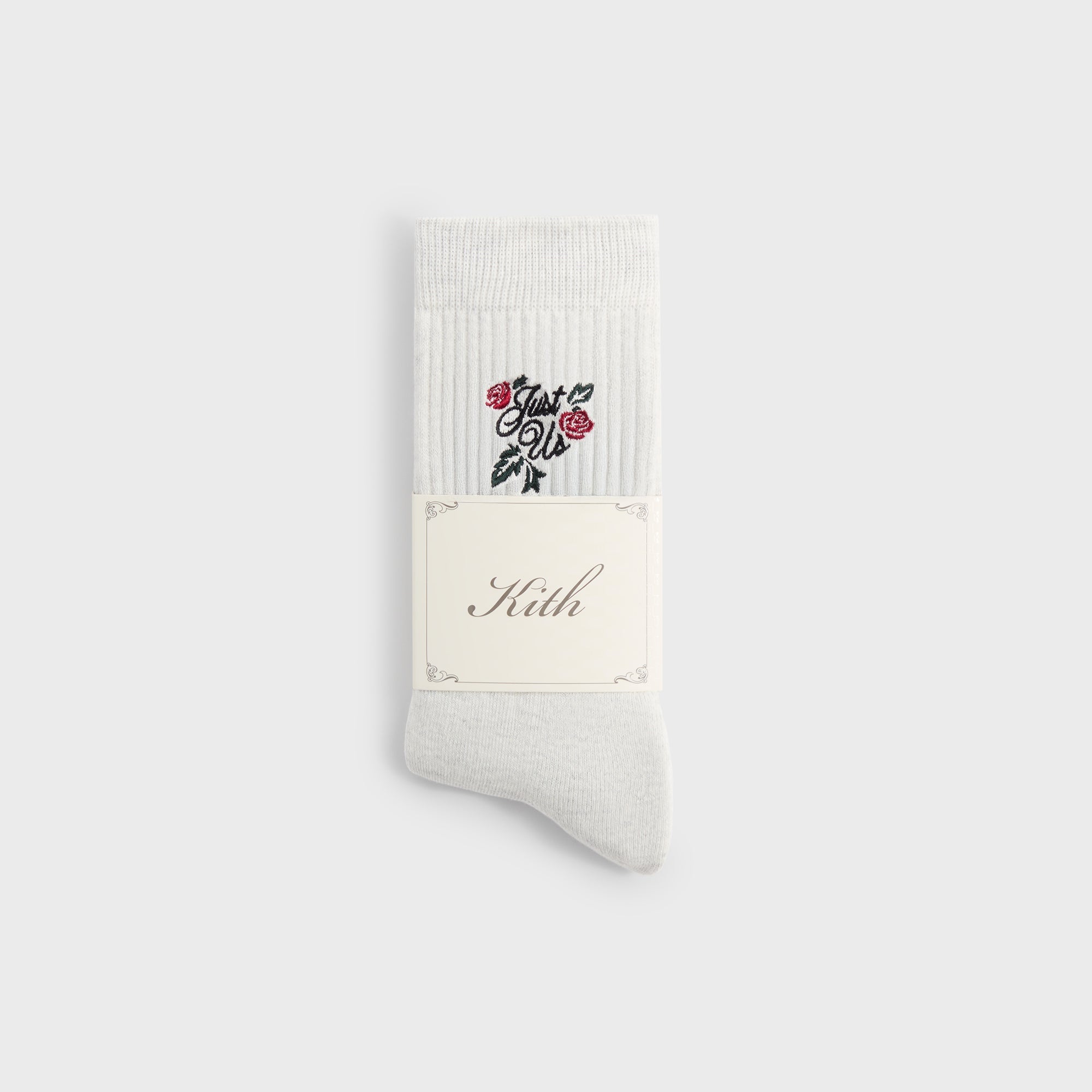 Kith Embroidered Rose Crew Socks - Light Heather Grey