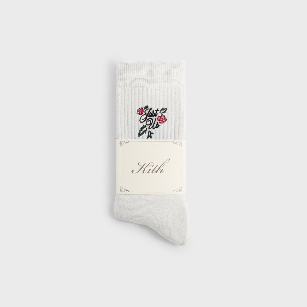 Kith Embroidered Rose Crew Socks - Light Heather Grey