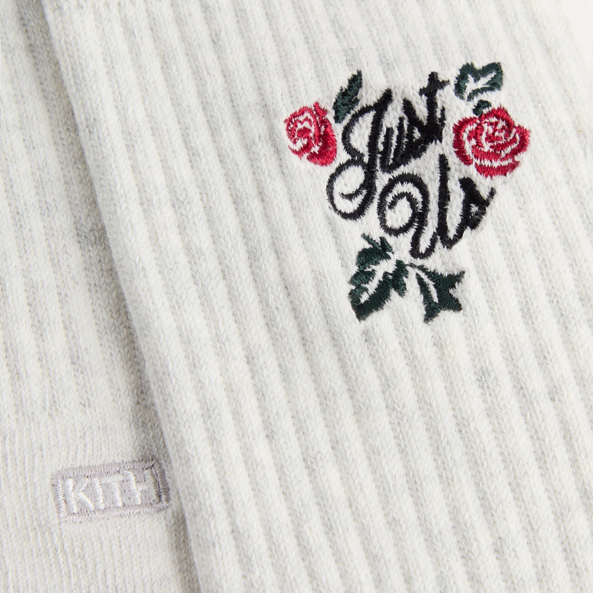 Kith Embroidered Rose Crew Socks - Light Heather Grey