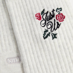 Kith Embroidered Rose Crew Socks - Light Heather Grey