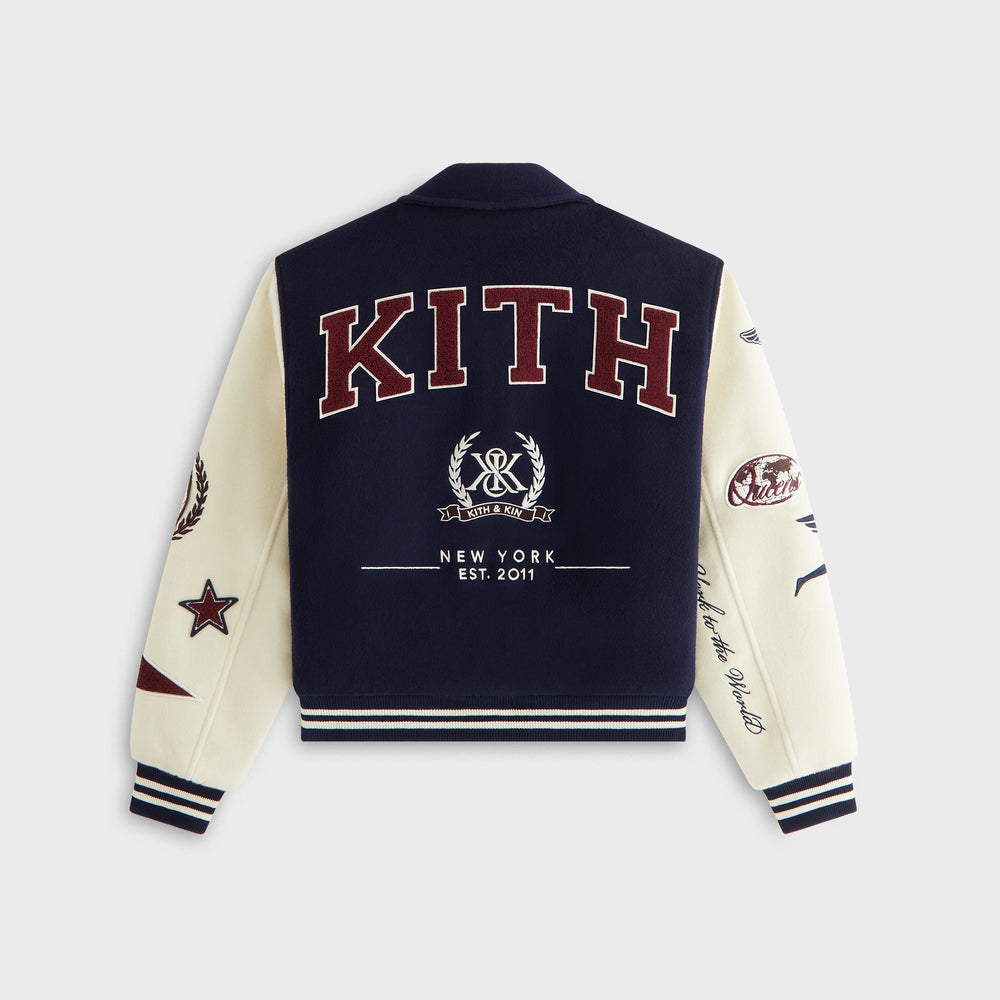 Kith Women Campbell II Melton Varsity Bomber Jacket - Nocturnal
