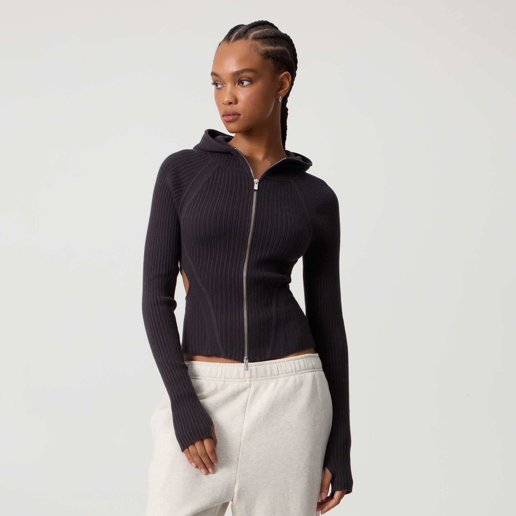 Kith Women Mina Backless Sweater Hoodie - Hematite
