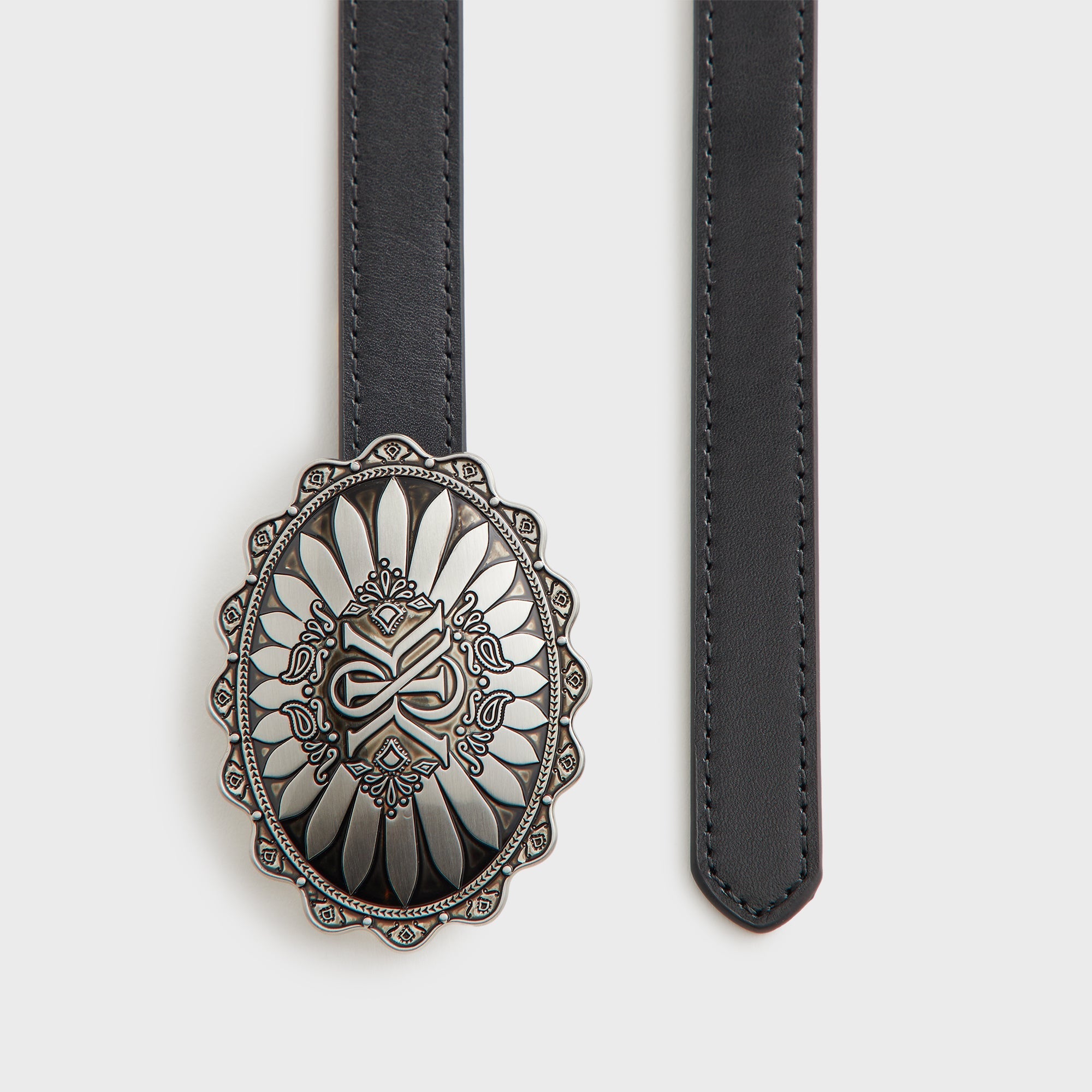 Kith Women Vintage Western Buckle Leather Belt - Black