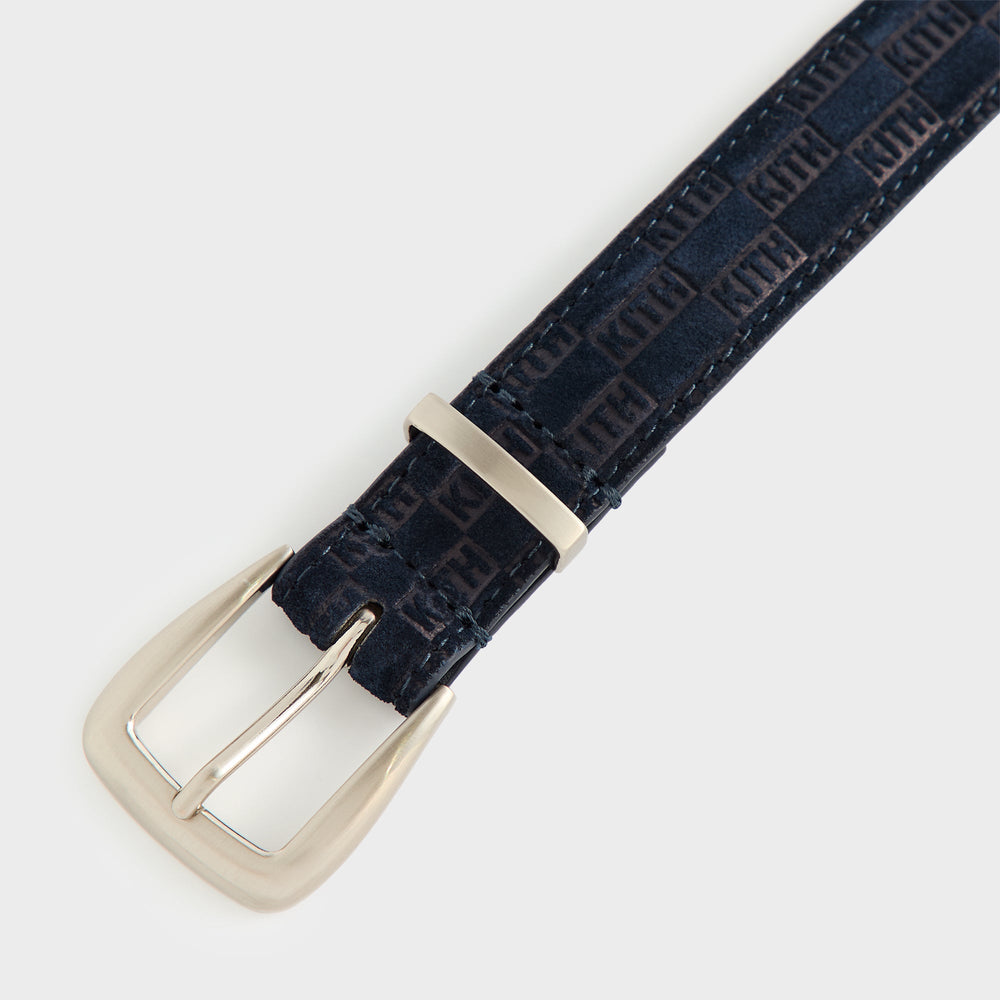Kith Women Monogram Debossed Suede Belt - Ink