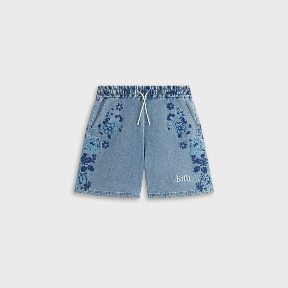 Kith Kids Floral Paisley Chambray Apollo Short - Kent Light Wash