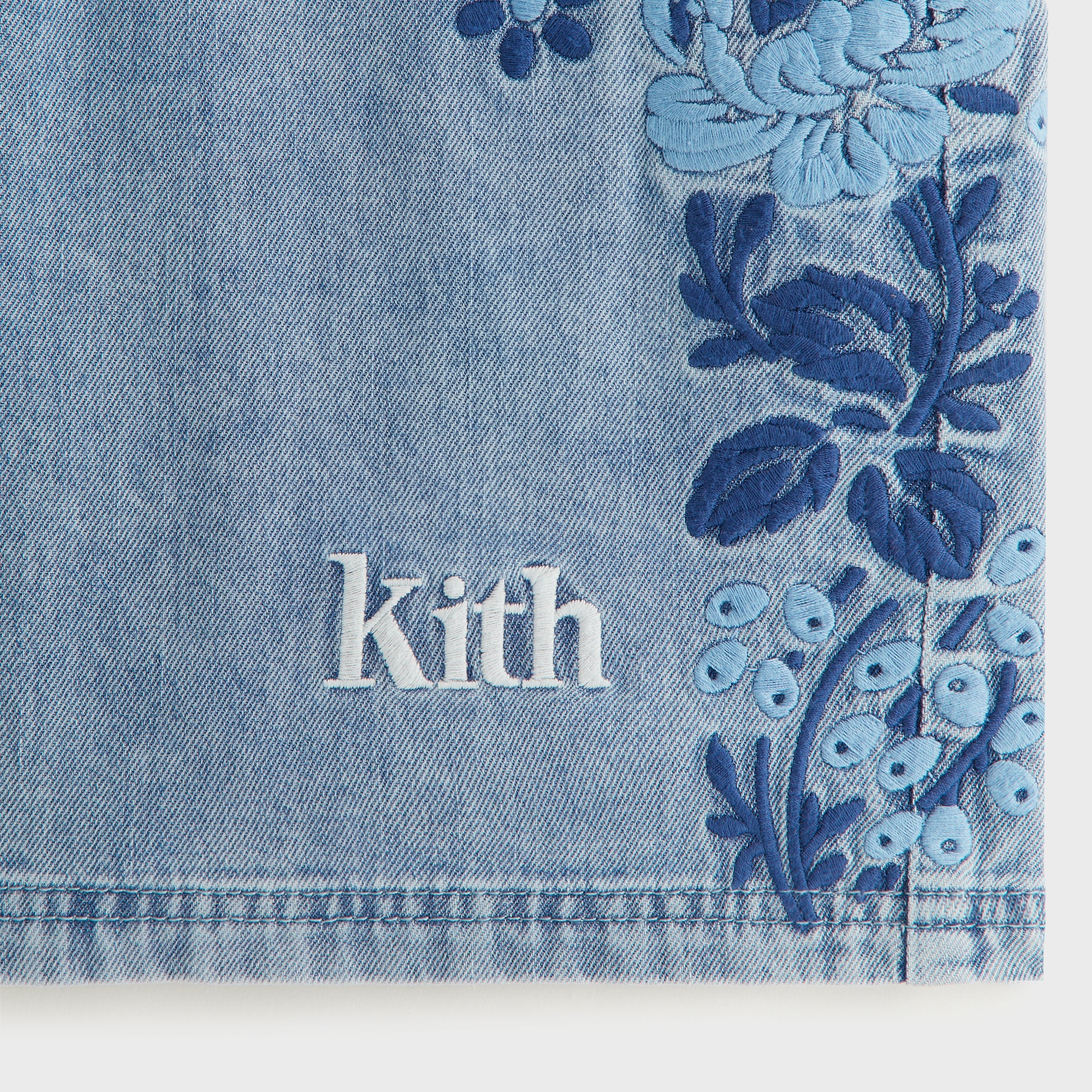 Kith Kids Floral Paisley Chambray Apollo Short - Kent Light Wash