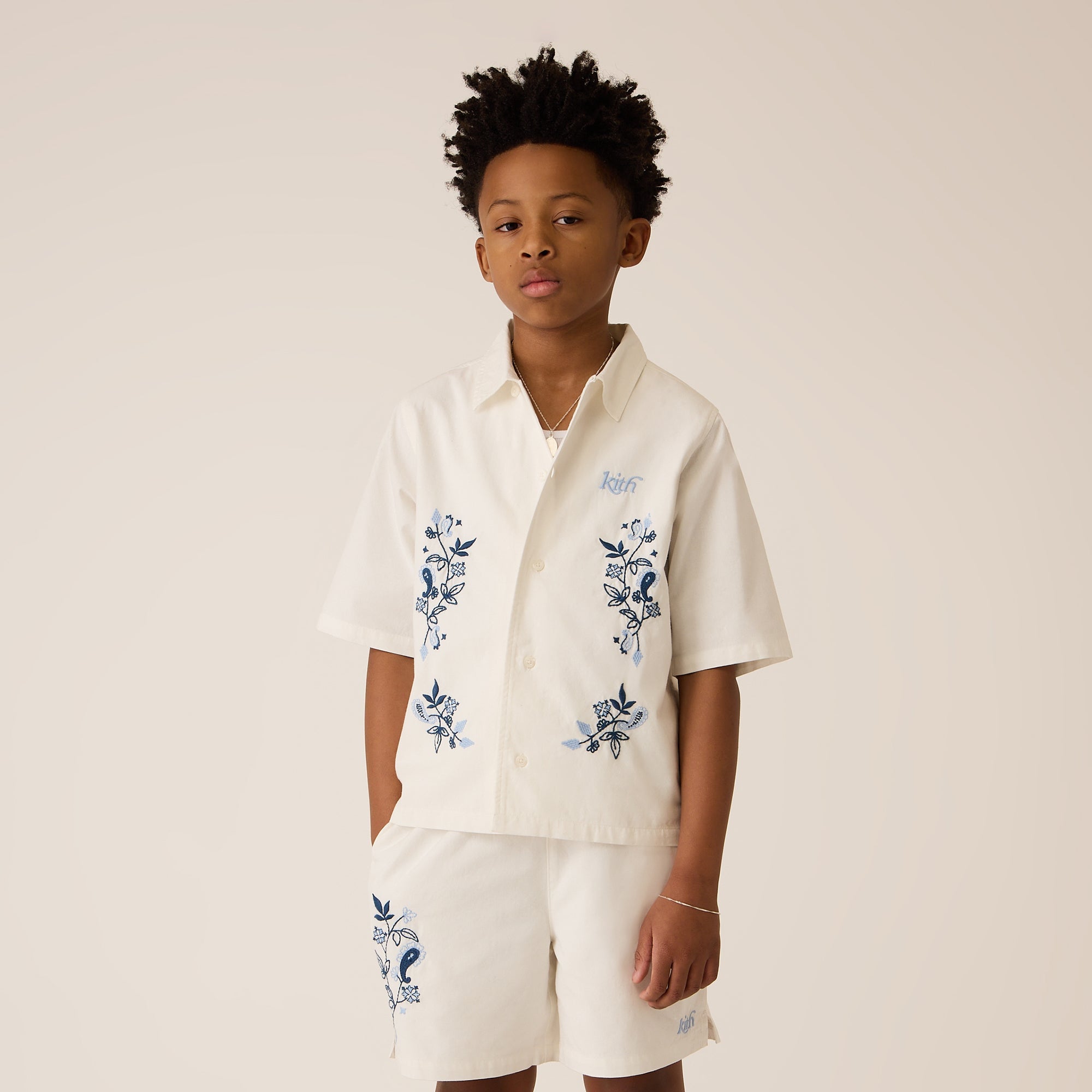 Kith Kids Novelty Thompson Camp Collar Shirt - White