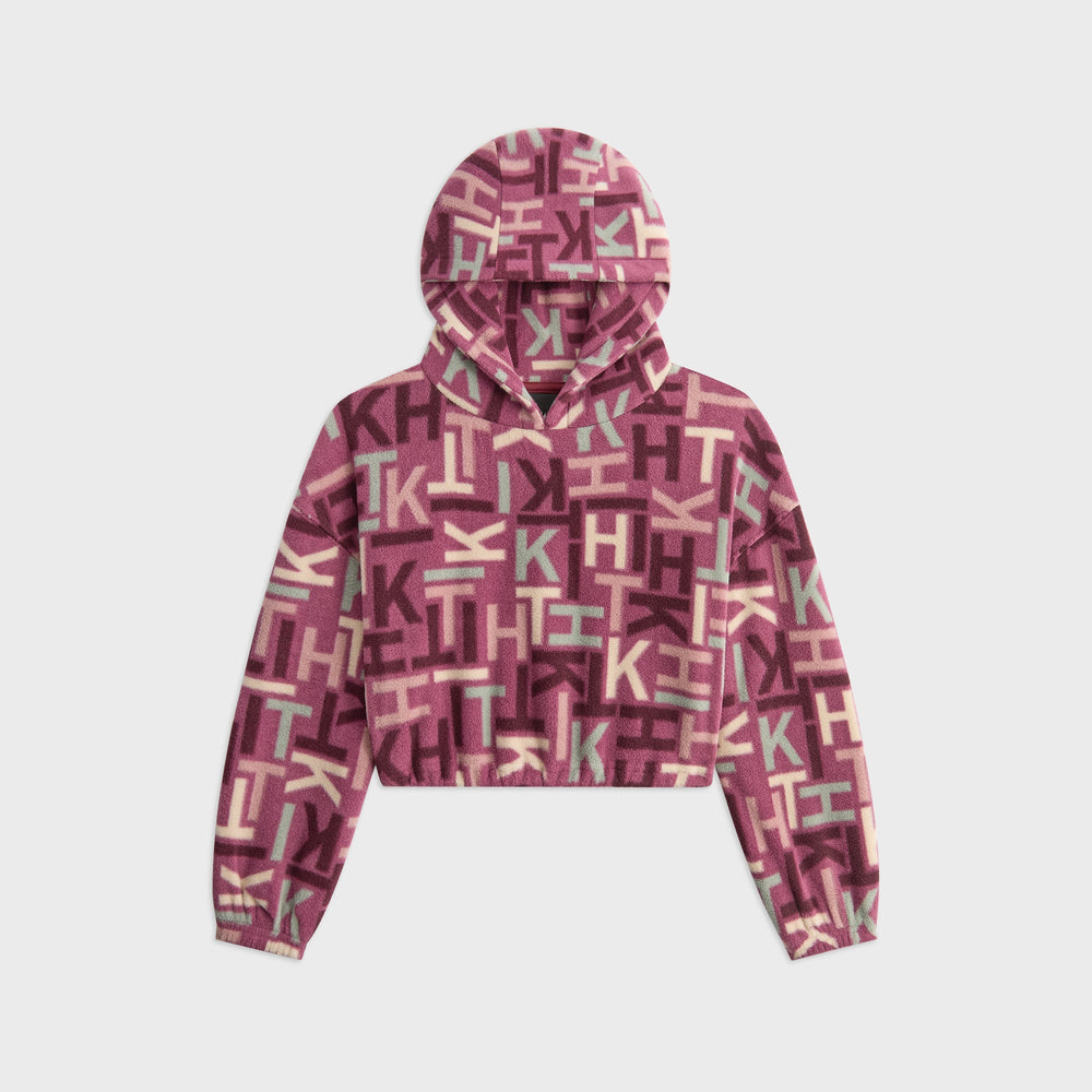 Kith Kids Monogram Polar Fleece Cropped Hoodie - Amaranth