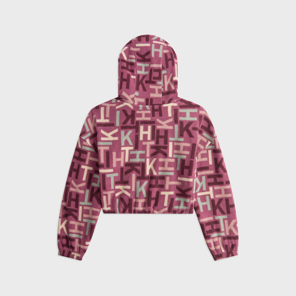 Kith Kids Monogram Polar Fleece Cropped Hoodie - Amaranth