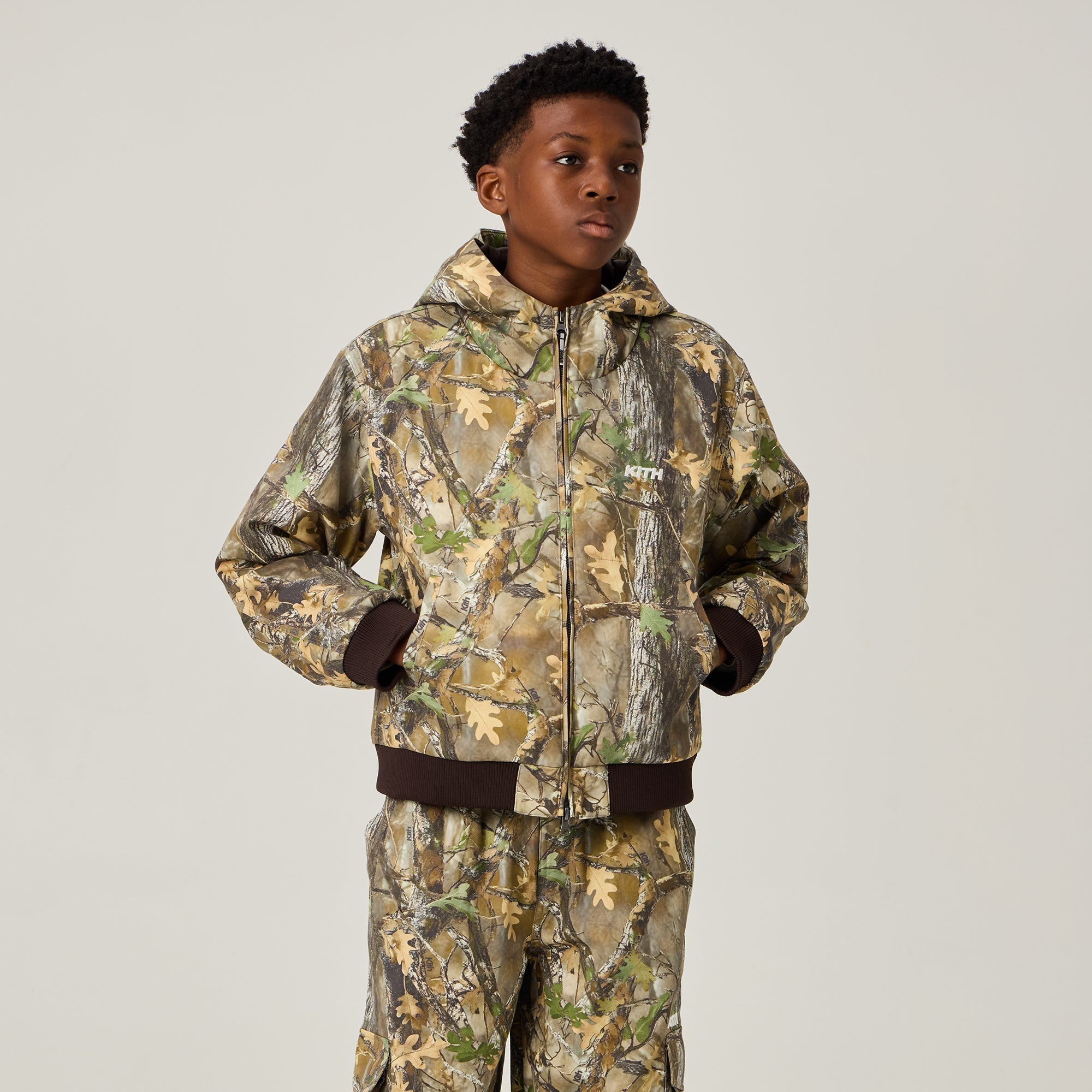 Kith Kids Twill Hooded Owen Jacket - Earth