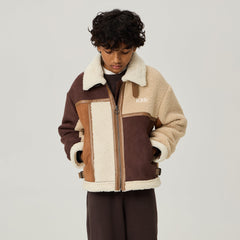 Kith Kids Clarke Color-Block Faux Shearling Jacket - Parchment