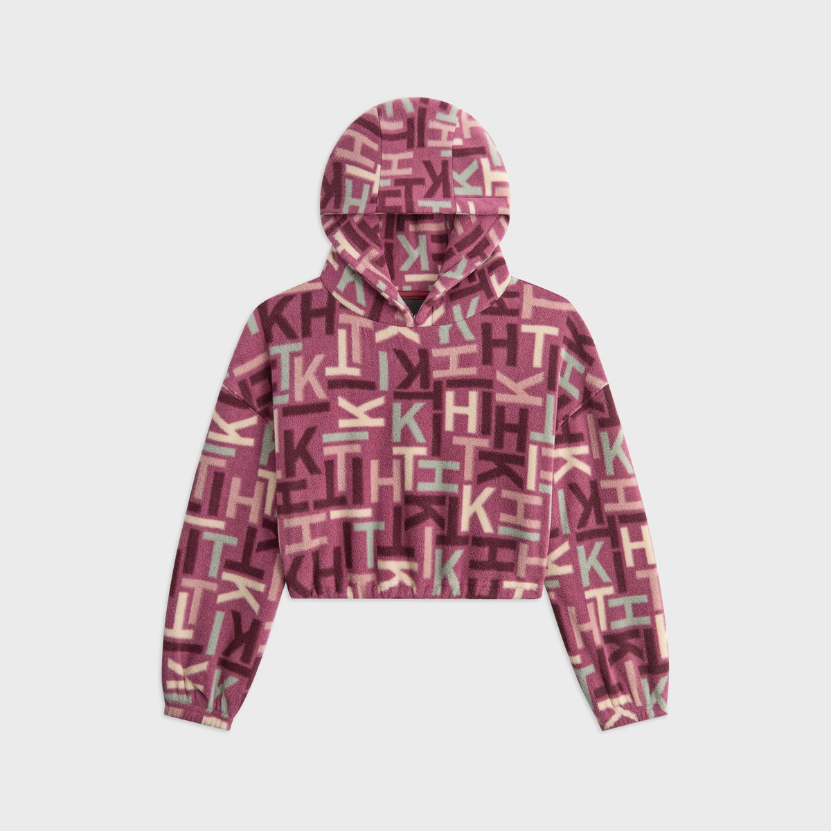Kith Kids Monogram Polar Fleece Cropped Hoodie - Amaranth