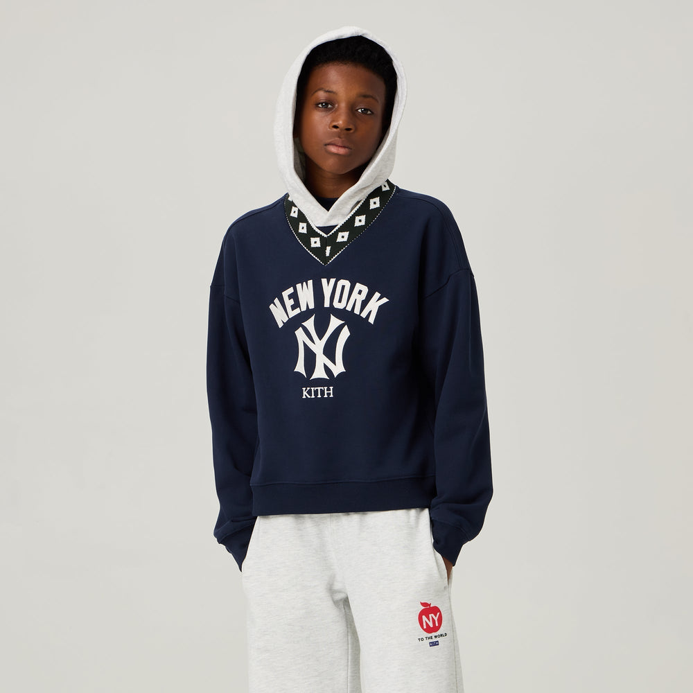 Kith Kids for the New York Yankees Combo Lewis V-Neck Hoodie - Nocturn
