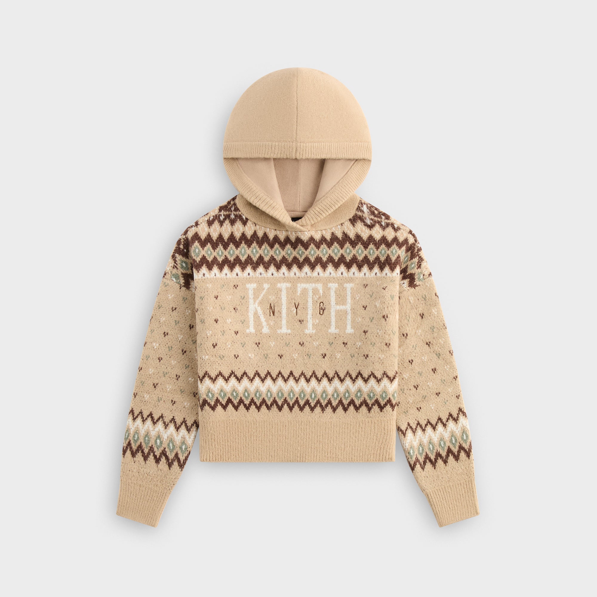 Kith Kids Novelty Fair Isle Nelson Hoodie Sweater - Mocha Heather