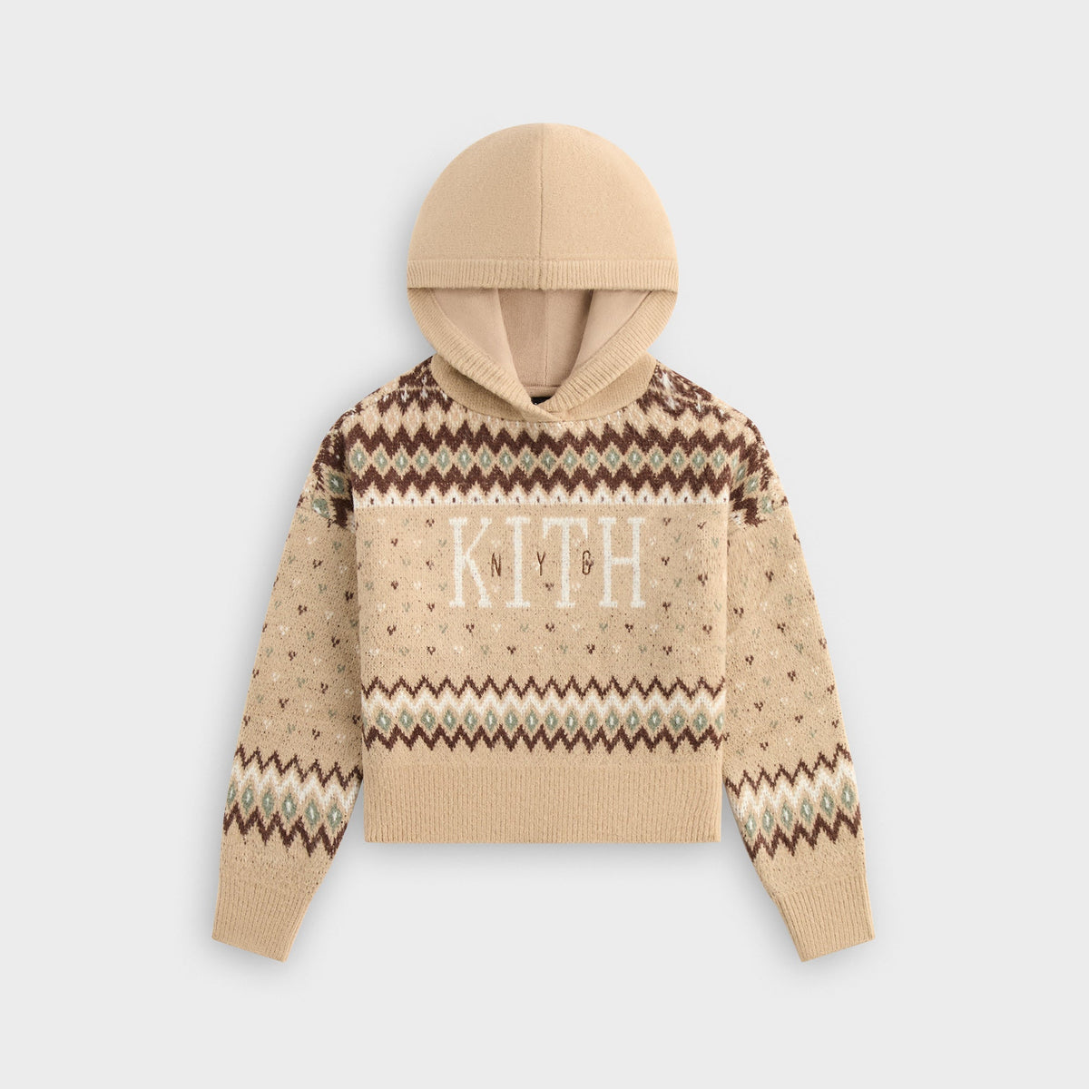 Kith Kids Novelty Fair Isle Nelson Hoodie Sweater - Mocha Heather